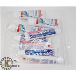 BAG OF FIXODENT AND TOOTHPASTE