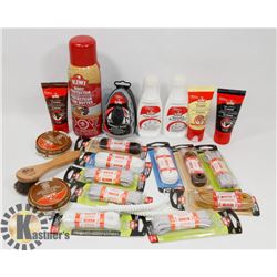BAG OF SHOE LACES AND SHOE CARE PRODUCT