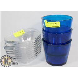 TWO SETS OF SERVICE DISHES, WHITE AND BLUE SETS