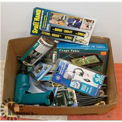 BOX OF SPARE HAND GADGET, HEADPHONES, AND