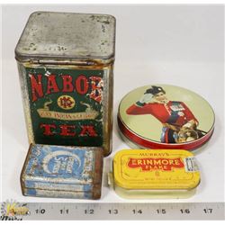 4 VINTAGE TINS