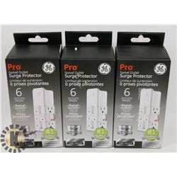 SET OF 3 GE PRO-SWIVEL 6 OUTLETS