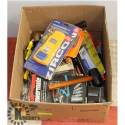 BOX OF ASSORTED TOOLS AND MORE
