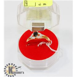 #-43 GENUINE BLUE SAPPHIRE & CZ RING