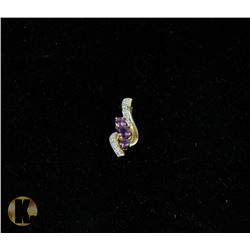 #-62 GENUINE AMETHYST & CZ PENDANT
