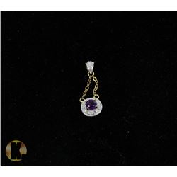 #-64 GENUINE AMETHYST & CZ PENDANT