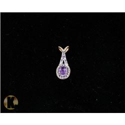 #-66 GENUINE AMETHYST & CZ PENDANT
