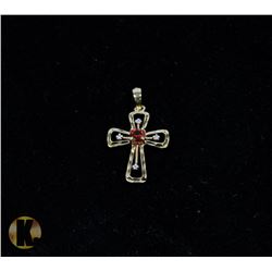 #-78 GENUINE RED GARNET & CZ PENDANT