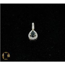 #-68 GENUINE BLUE SAPPHIRE & CZ PENDANT