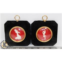 SET OF 2 FRAMED IVORY MAN/WOMAN