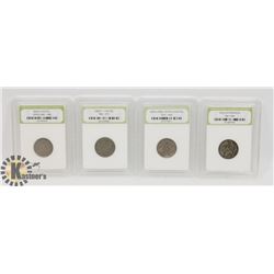 SET OF 5 NICKELS SHIELD NICKEL, INDIAN/BUFFALO