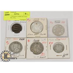 LOT OF 6 CANADA COINS-50 CENT COINS, 1963, 1931,