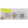 Image 1 : LOT OF 3 CANADA 50 CENT COINS, 1951, 1952, 1958