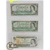 Image 1 : 3 CANADA $1 BILLS 1954, 1973, 1967 NO S/N