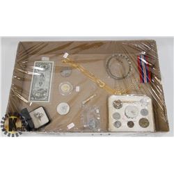 FLAT OF ASSORTED JEWELLERY, COLLECTIBLES AND