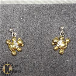 SILVER CUBIC ZIRCONIA GOLD PLATED EARRINGS