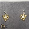 Image 1 : SILVER CUBIC ZIRCONIA GOLD PLATED EARRINGS