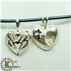 Image 1 : SILVER 2 HEART SHAPED PENDANTS W/ CORD NECKLACE