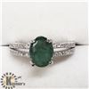 Image 1 : SILVER EMERALD CUBIC ZIRCONIA RING
