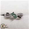 Image 2 : SILVER EMERALD CUBIC ZIRCONIA RING