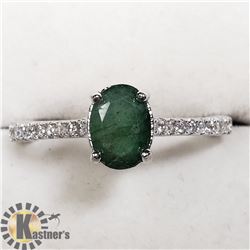 SILVER EMERALD CUBIC ZIRCONIA RING