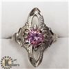 Image 1 : SILVER CUBIC ZIRCONIA PINK RING