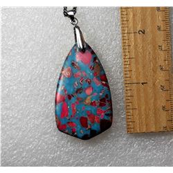 14) SHIELD SHAPED BLUE WITH PINK SEA