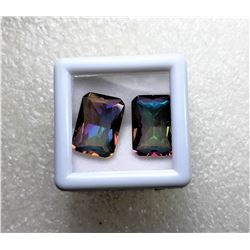 19)  LOT OF 2 MATCHED EMERALD CUT