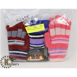 3PK KIDS HEATWAVE GLOVES