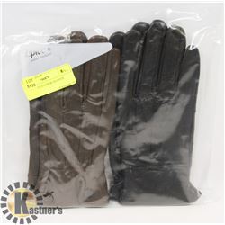 2PK LADIES LEATHER GLOVES SMALL.