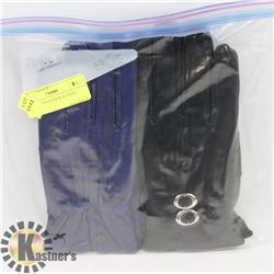 2PK LADIES LEATHER GLOVES MEDIUM.