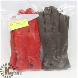 2PK LADIES LEATHER GLOVES LARGE