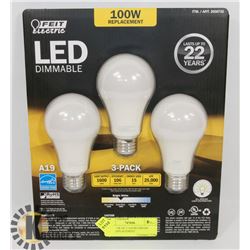 NEW PACK OF 3 LED BULBS/100 WATT REPLACEMENT