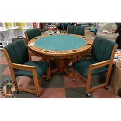 CONVERTIBLE POKER/HARDWOOD TABLE WITH 4