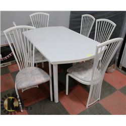 WHITE MELAMINE DINING SET WITH TABLE EXTENSION AND