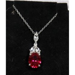 LAB CREATED RUBY AND GENUINE WHITE TOPAZ LADIES