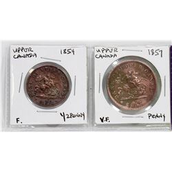 2 BANK OF UPPER CANADA  TOKENS 1854  1857