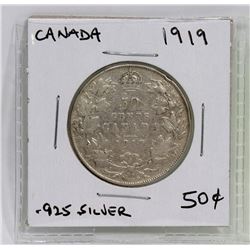 CANADIAN 1919 FIFTY CENT COIN.
