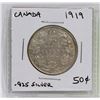 Image 1 : CANADIAN 1919 FIFTY CENT COIN.