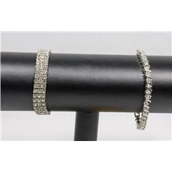 PAIR OF SILVER ACCENTED & CRYSTAL BRACELETS - LOTS