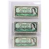Image 1 : SHEET OF 3 CANADIAN 1954 ONE DOLLAR NOTES.