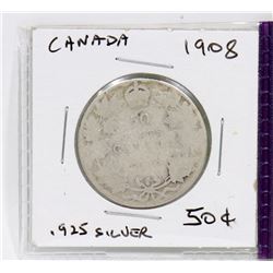 CANADIAN 1908 FIFTY CENT COIN.