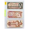 Image 1 : SHEET OF 3 DIFFERENT CANADIAN TWO DOLLAR BILLS