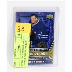 UPPERDECK AUTOGRAPHED JOHNNY BOWER HOCKEY