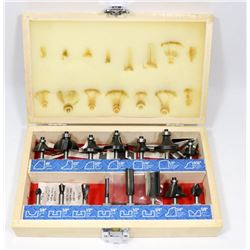 MASTERCRAFT ROUTER BITS, 15 IN WOOD BOX