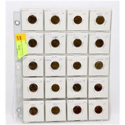 SHEET OF US ONE CENT COINS.