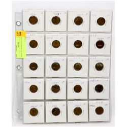 SHEET OF US ONE CENT COINS.