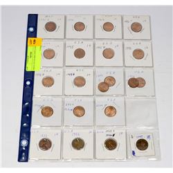SHEET OF US ONE CENT COINS.