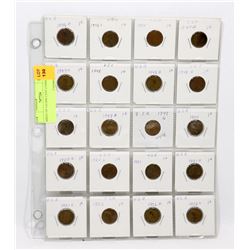 SHEET OF US ONE CENT COINS.
