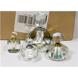 BOX W/4 CRYSTAL PERFUME BOTTLES - SMALL,